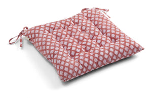 Square seat cushion with Medallion print in Summer Red