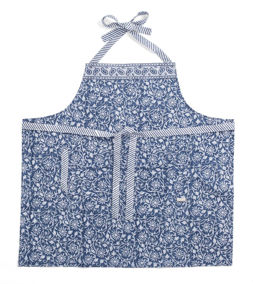 Apron with Margerita print in Navy Blue