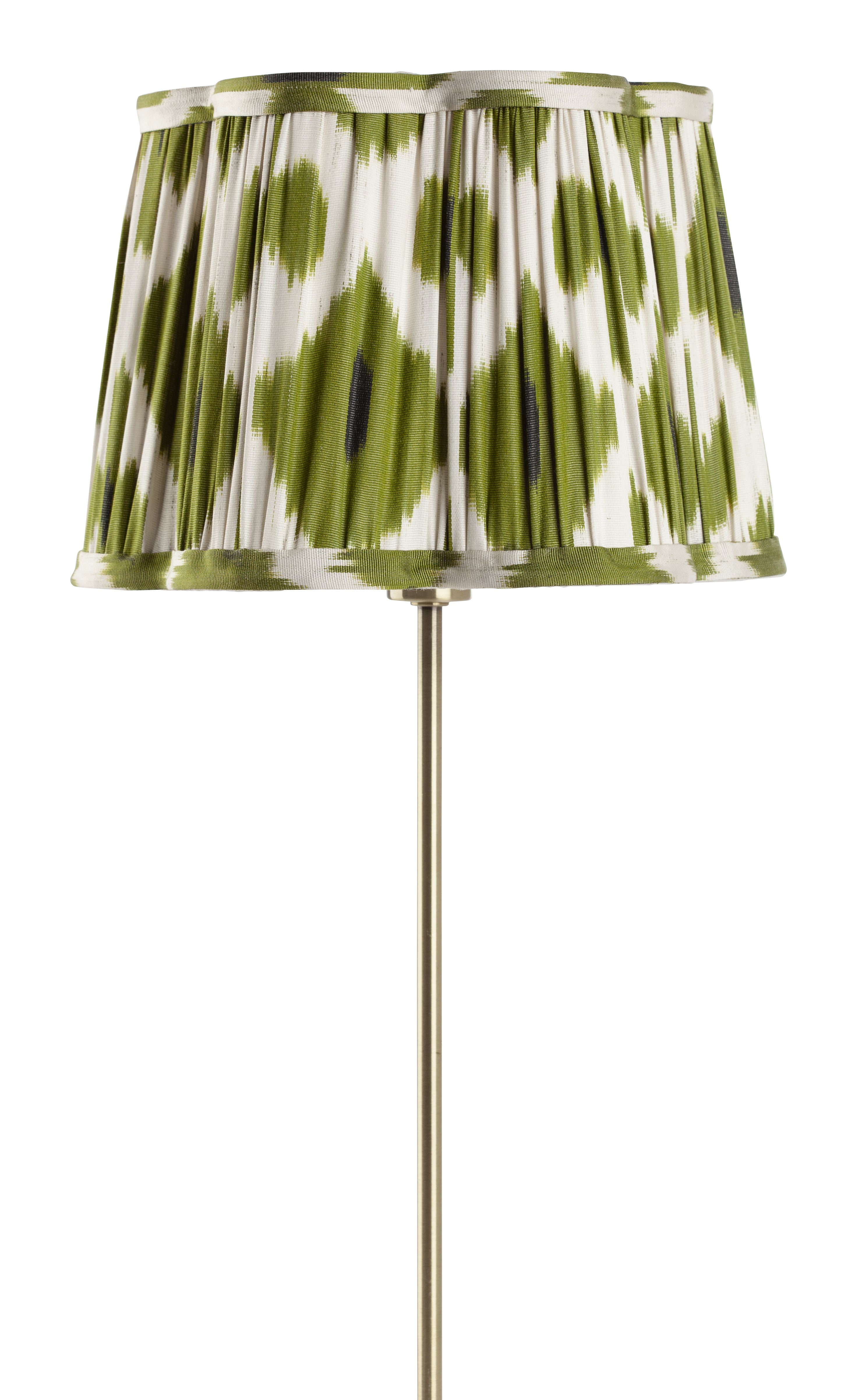 Silk Lampshade Scallop with Ikat print in Green