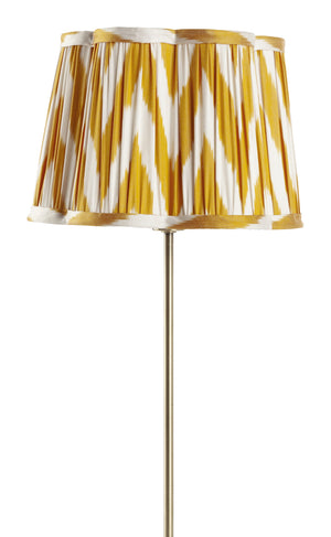 Silk Lampshade Scallop with Ikath print in Yellow