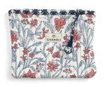 Pouch with Rose print in Blue and Red - Small
