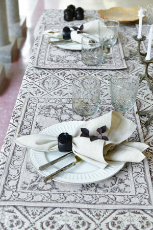 Linen Tablecloth with Jaipur in Brown