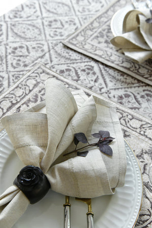 Beige linen napkins with embroidery
