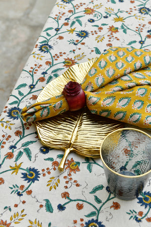Tablecloth with Samode in Ochre, Blue & Green