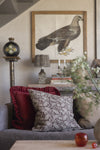 Linen cushion with Jodhpur print in Brown