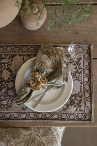 Napkin Rings with Flower in Natural Beige