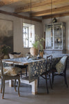 Linen Tablecloth with Indian Rose print in Denim Blue