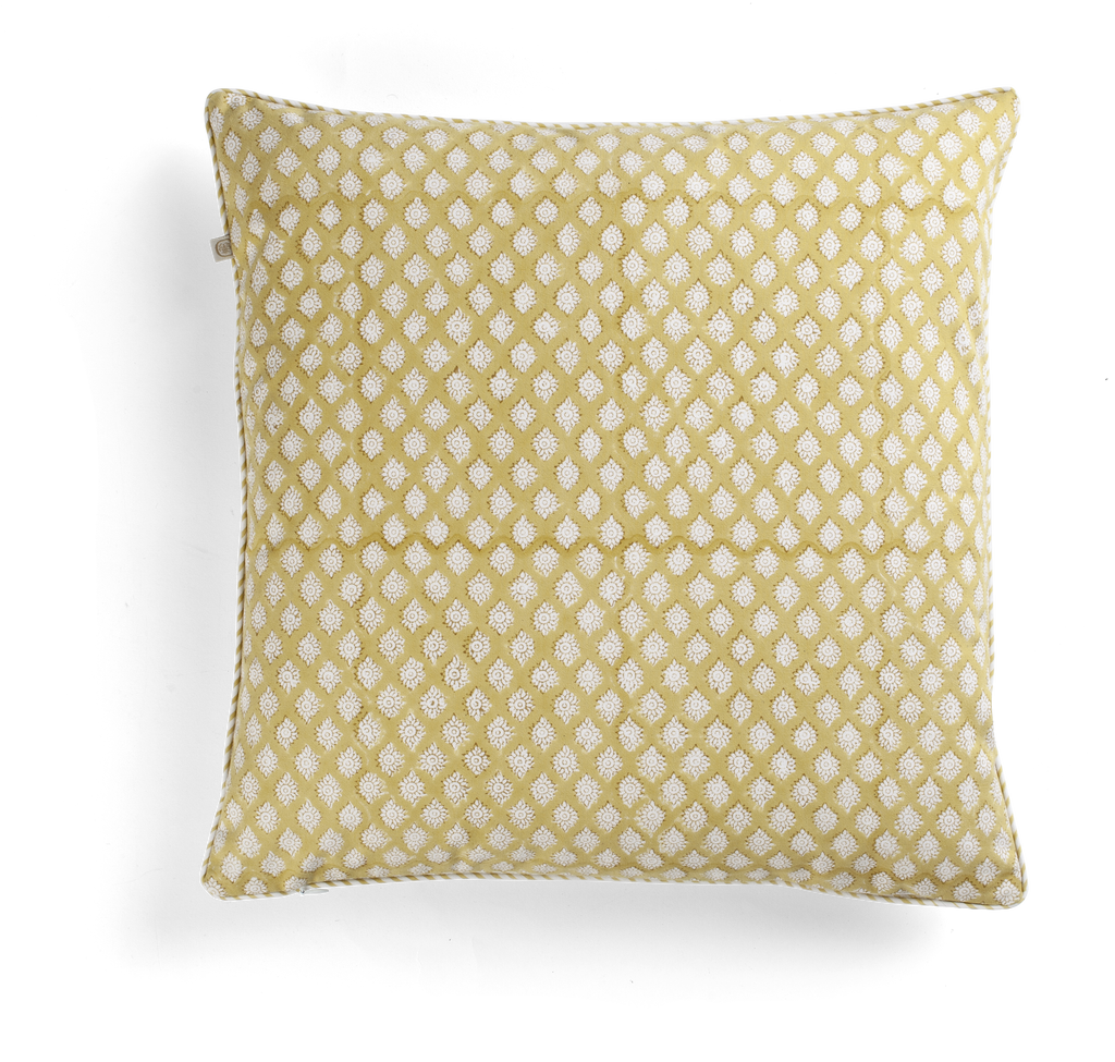 Medallion Cushion in Yellow Olive