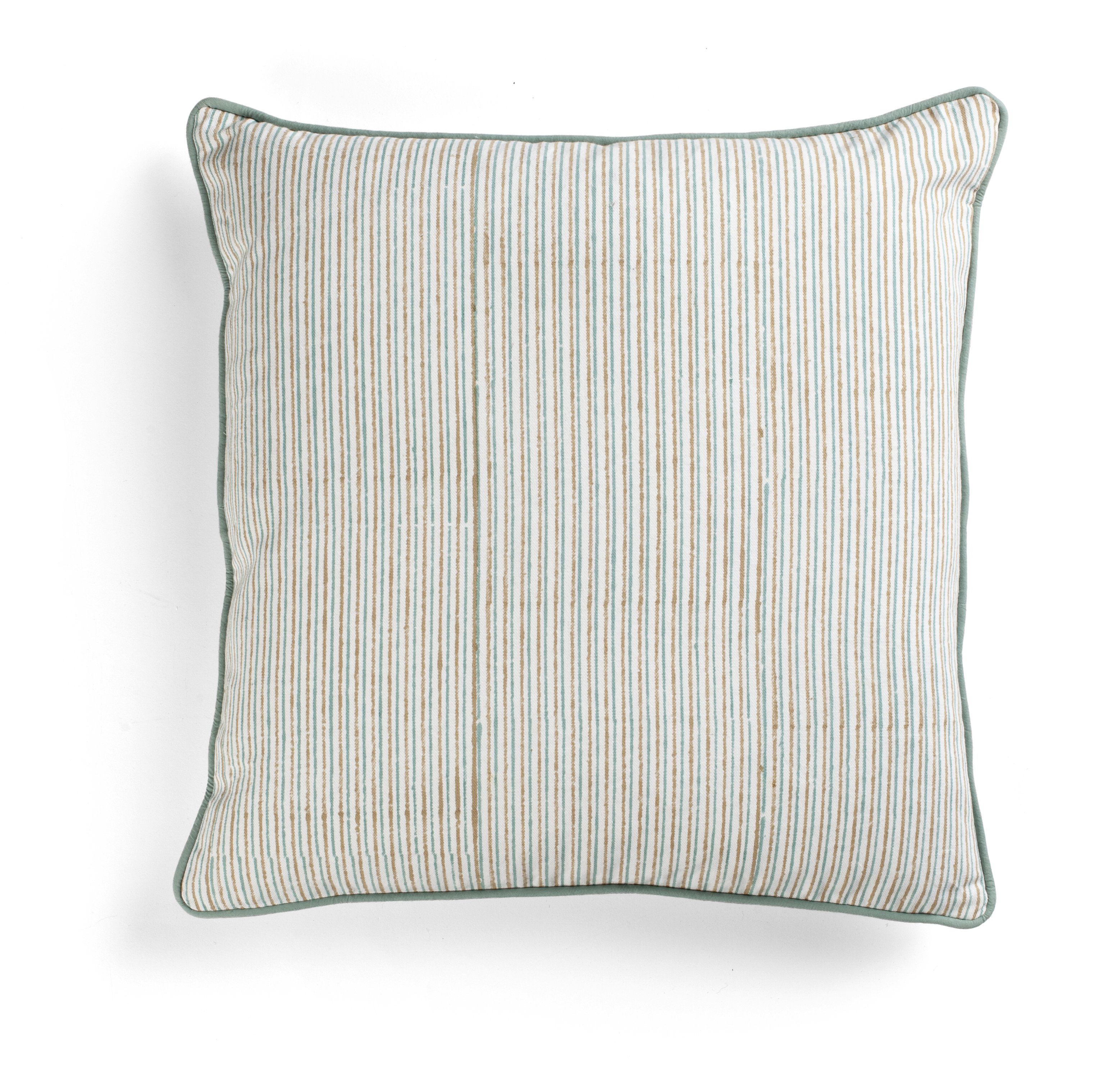 Cushion with beige and green stripes