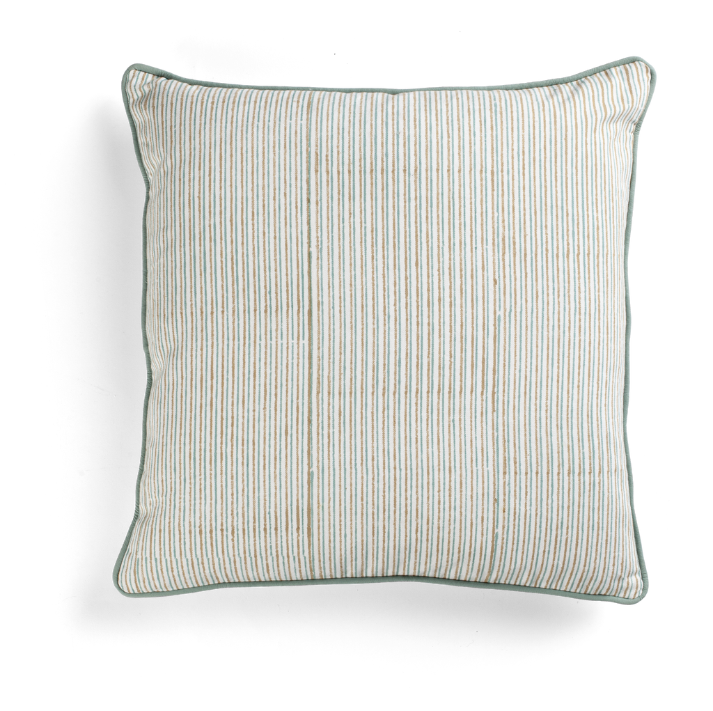 Cushion with beige and green stripes