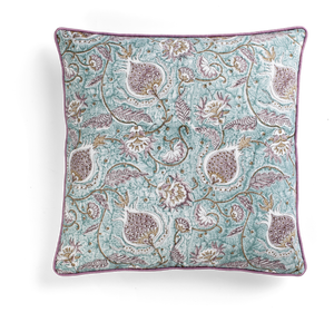 Pomegranate Cushion with piping in Turquoise