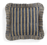 Ruffle cushion with Jaipur Stripe print in Beige & Blue