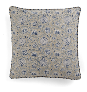 Cushion with Tangier Pomegranate print in Beige & Blue