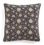 Cushion with Tangier Pomegranate print in Dark Blue & Ochre