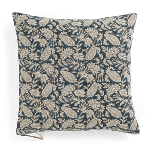 Linen cushion with Jodhpur print in Denim Blue