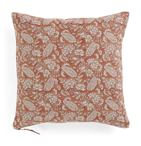 Linen cushion with Jodhpur print in Terracotta