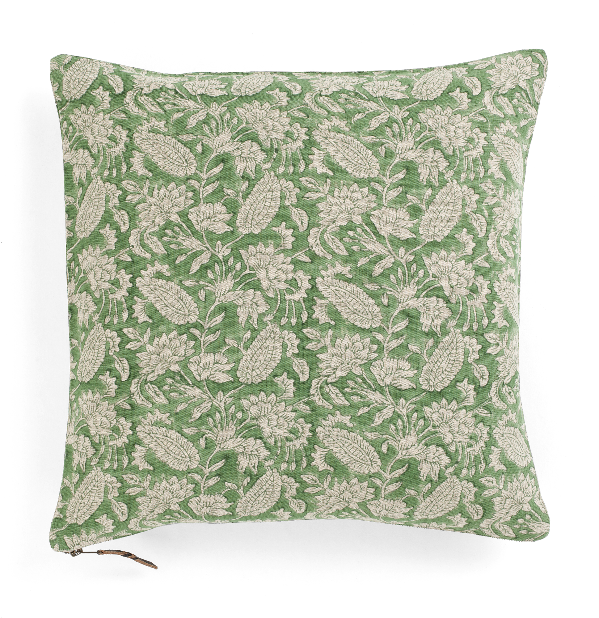 Linen cushion with Jodhpur print in Green