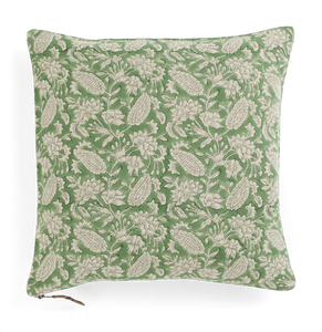 Linen cushion with Jodhpur print in Green