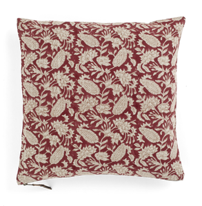 Linen cushion with Jodhpur print in Red