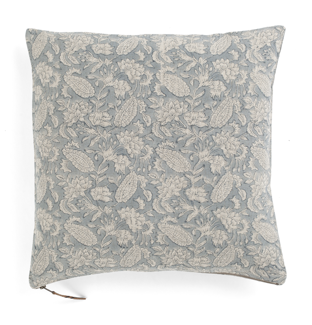 Linen cushion with Jodhpur print in Dusty Blue