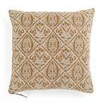 Linen cushion with Jaipur print in Ochre