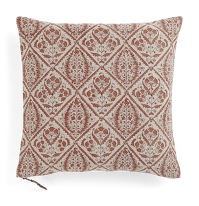 Linen cushion with Jaipur print in Terracotta