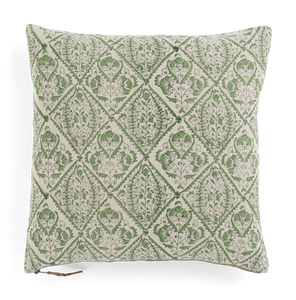 Linen cushion with Jaipur print in Green