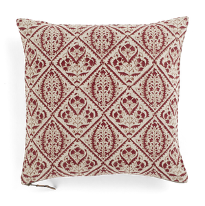 Linen cushion with Jaipur print in Red