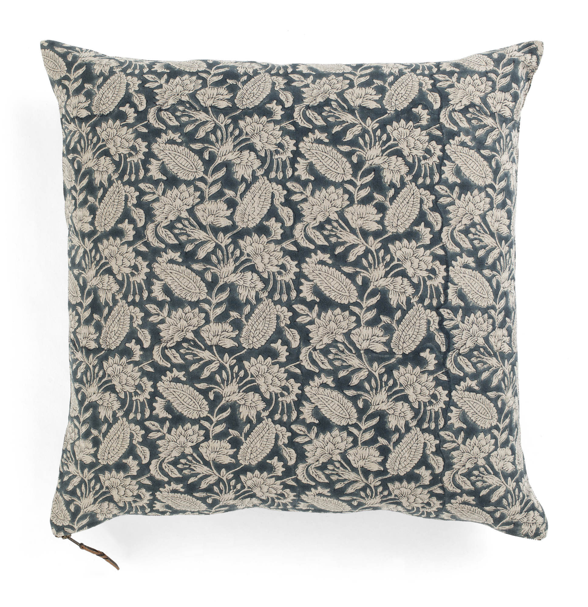 Linen cushion with Jodhpur print in Denim Blue