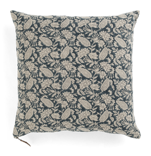 Linen cushion with Jodhpur print in Denim Blue