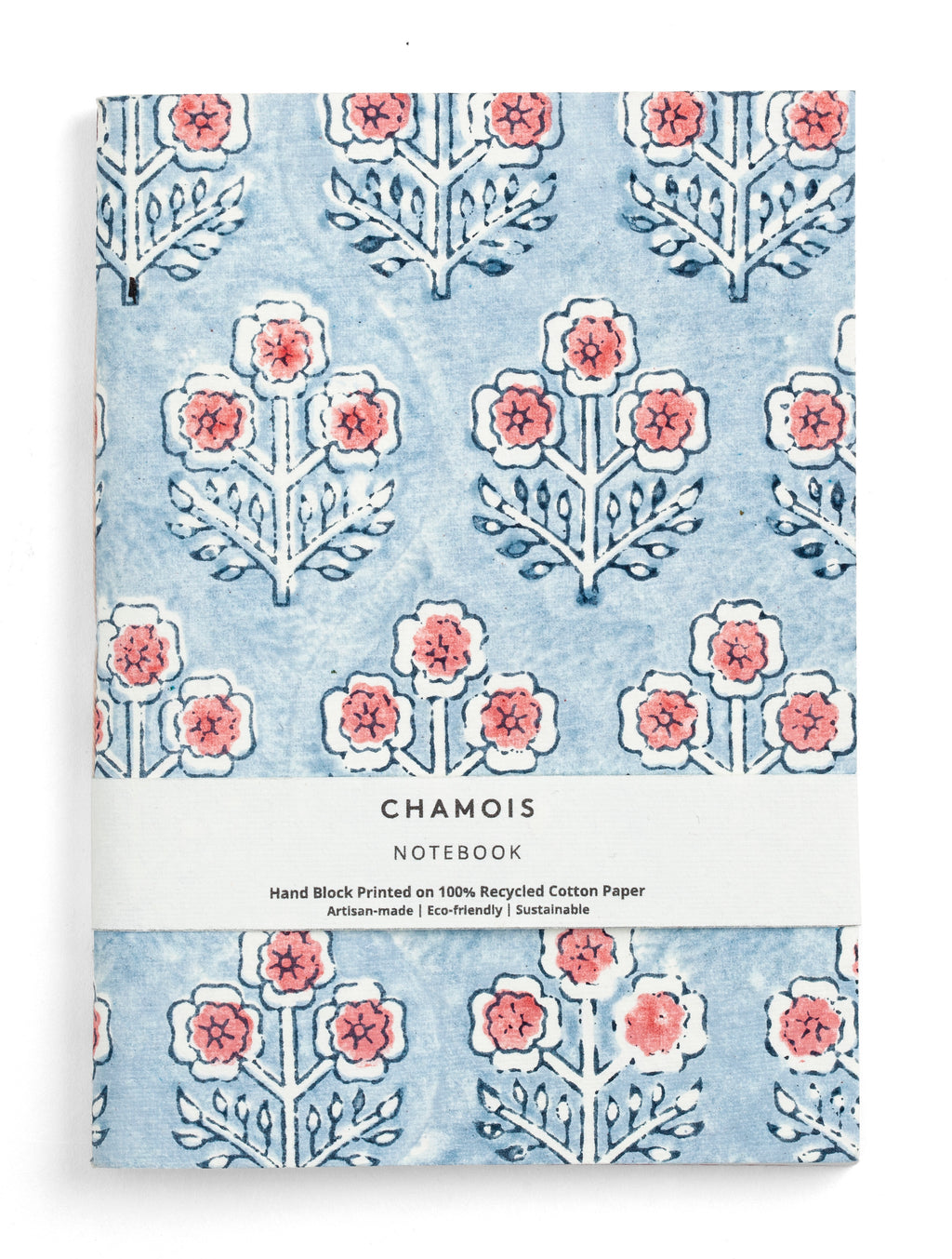 Notebook with Sunflower print in Light Blue and Red - Small