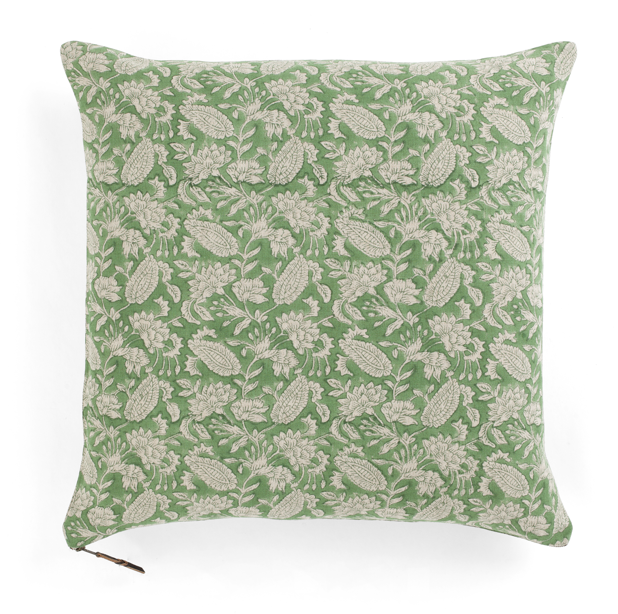 Linen cushion with Jodhpur print in Green