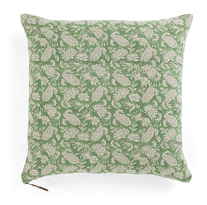 Linen cushion with Jodhpur print in Green