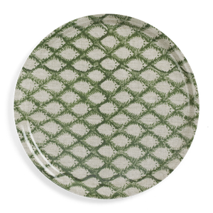 Round Tray with Cypress print in Green