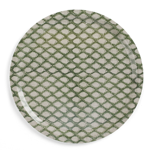 Round Tray with Cypress print in Green