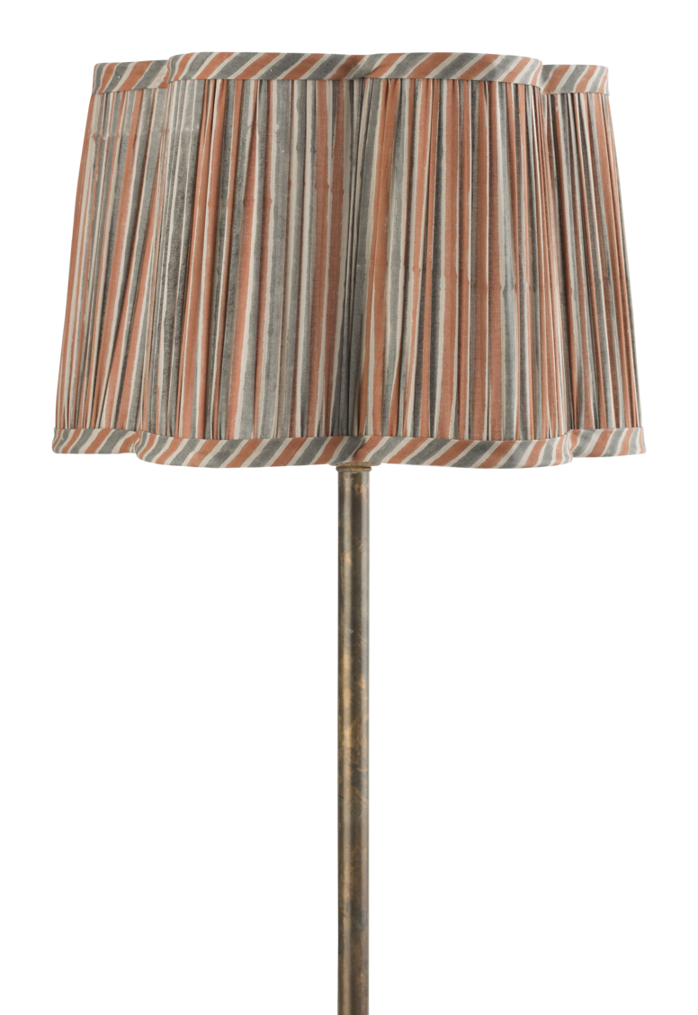 Lampshade Scallop with Stripe print in Rusty Red & Grey