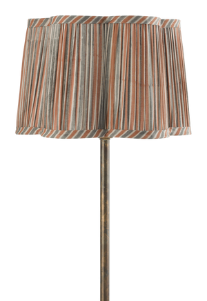 Lampshade Scallop with Stripe print in Rusty Red & Grey