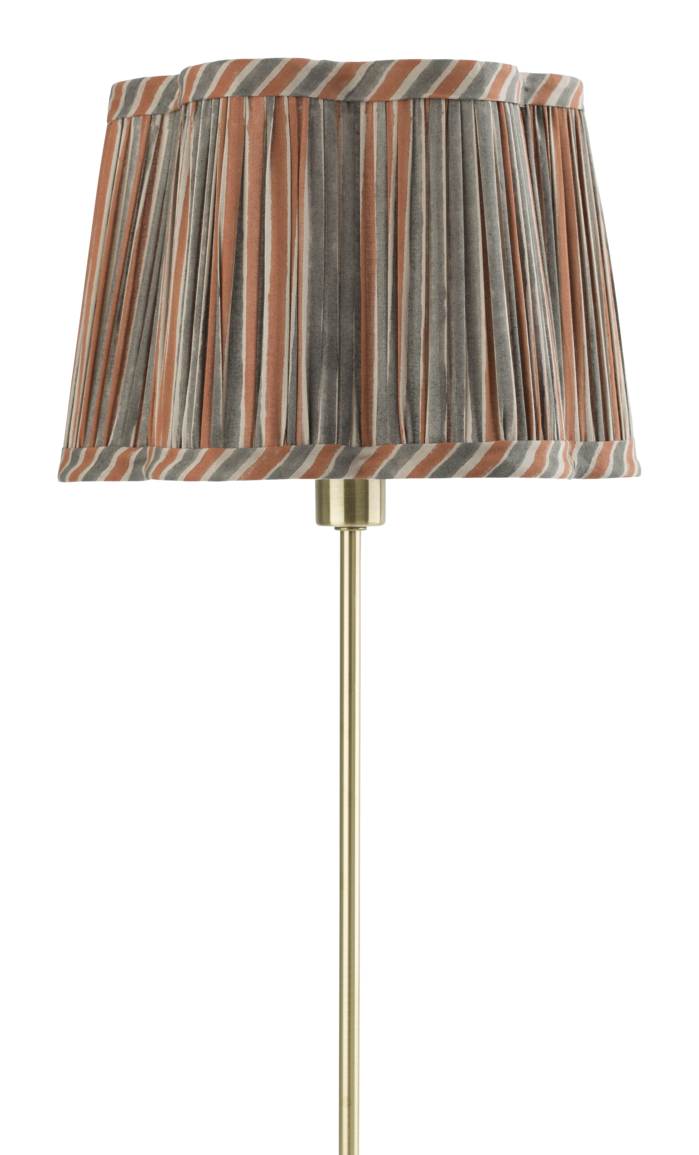 Lampshade Scallop with Stripe print in Rusty Red & Grey