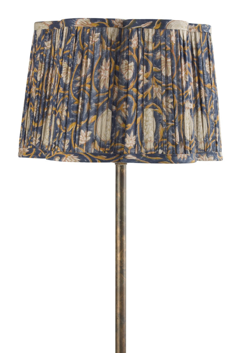 Lampshade Scallop with Tangier Pomegranate print in Navy Blue & Ochre