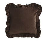 Velvet Cushion with ruffle in Brown