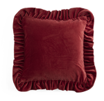Velvet Cushion with ruffle in Red