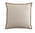 Velvet & Linen Cushion with Embroidery in Brown