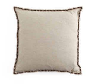 Velvet & Linen Cushion with Embroidery in Brown