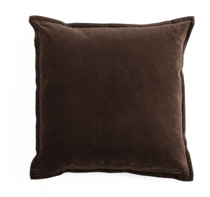 Velvet & Linen Cushion with Embroidery in Brown