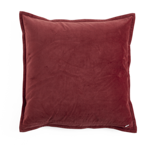 Velvet & Linen Cushion with Embroidery in Red