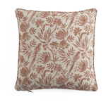 Linen cushion with Parrot Open in Rust