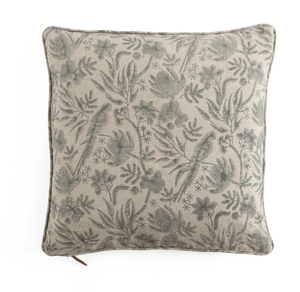 Linen cushion with Parrot Open in Blue