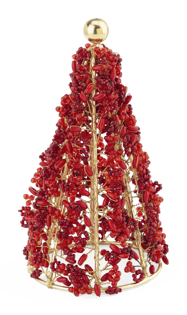 Beaded Christmas Tree in Red