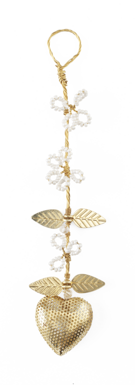 Hanging Ornament with Heart in Gold