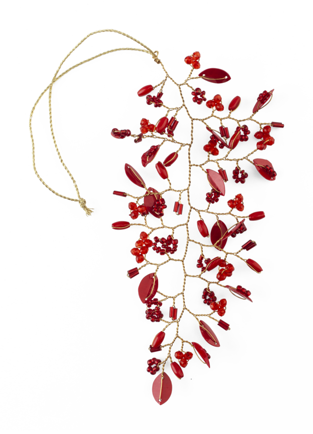 Hanging Ornament with Leaf in Red